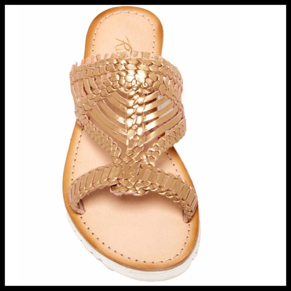 METALLIC LEATHER WOVEN FLATS SANDALS - Picture 7 of 8
